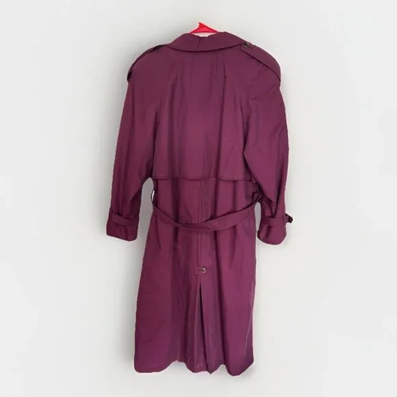 Vintage London Fog Purple Collared Trench Rain Coat With Liner Size 12 Reg - Picture 3 of 9